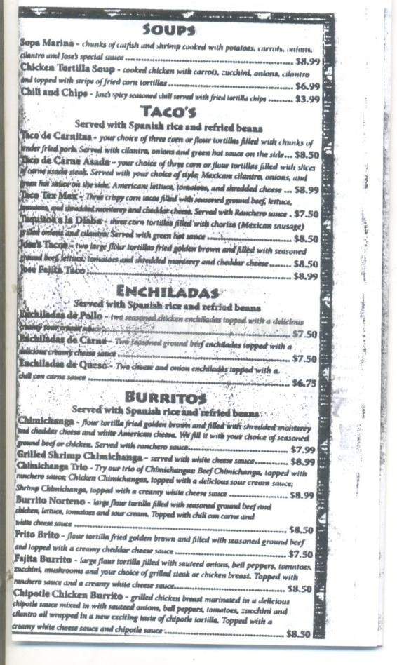 Jose's Restaurant - Pearl, MS menu_pic