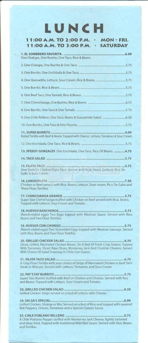 El Sombrero - Flowood, MS menu_pic