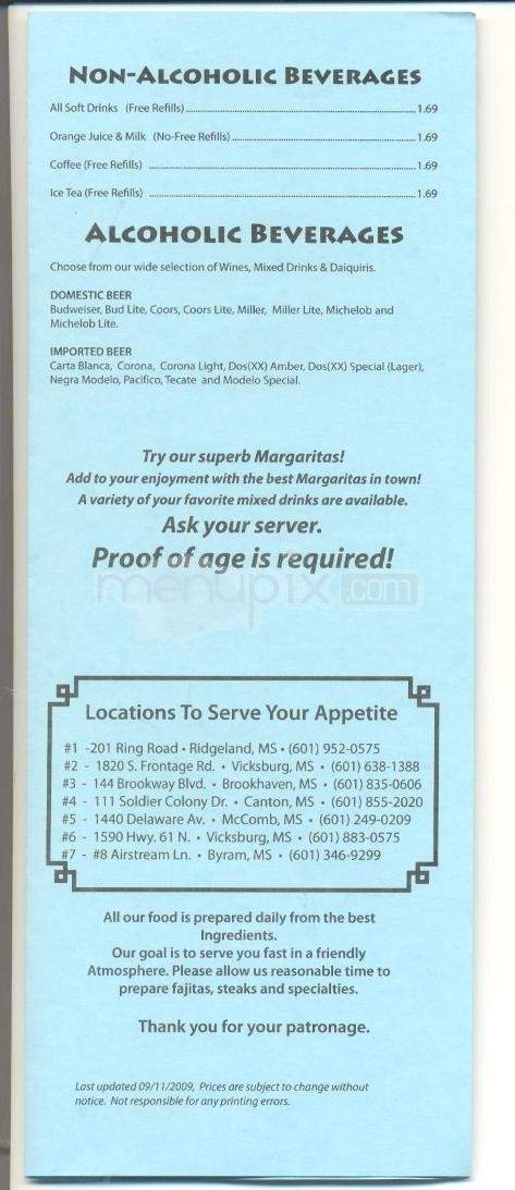 El Sombrero - Flowood, MS menu_pic