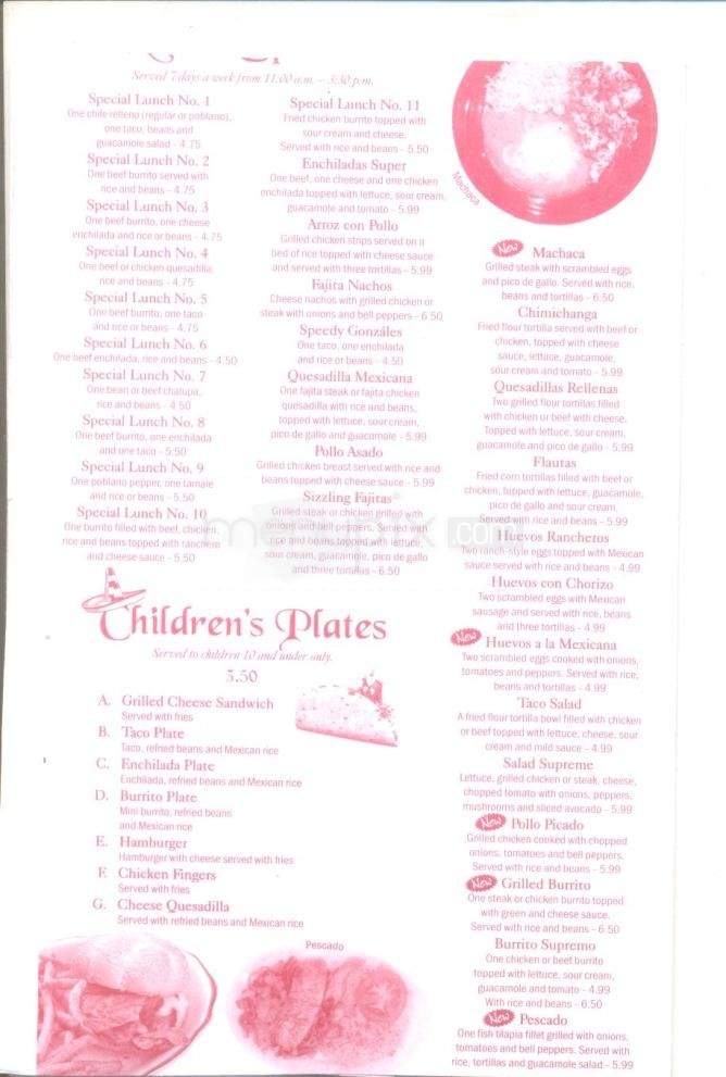 El Torero Mexican Restaurant - Flowood, MS menu_pic