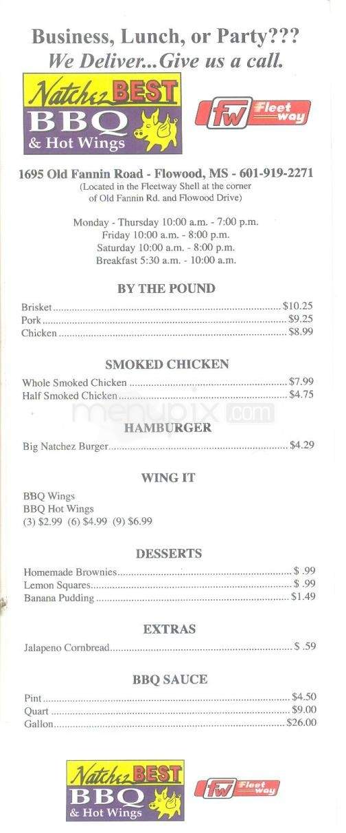 Natchez Best BBQ - Flowood, MS menu_pic