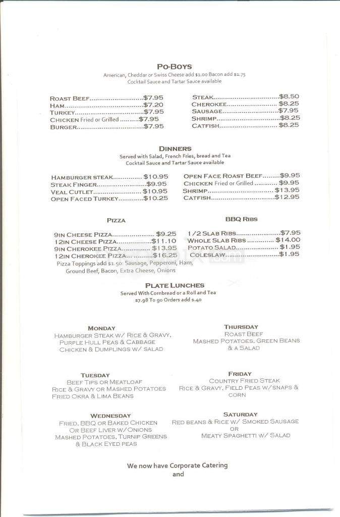 Cherokee Inn - Jackson, MS menu_pic