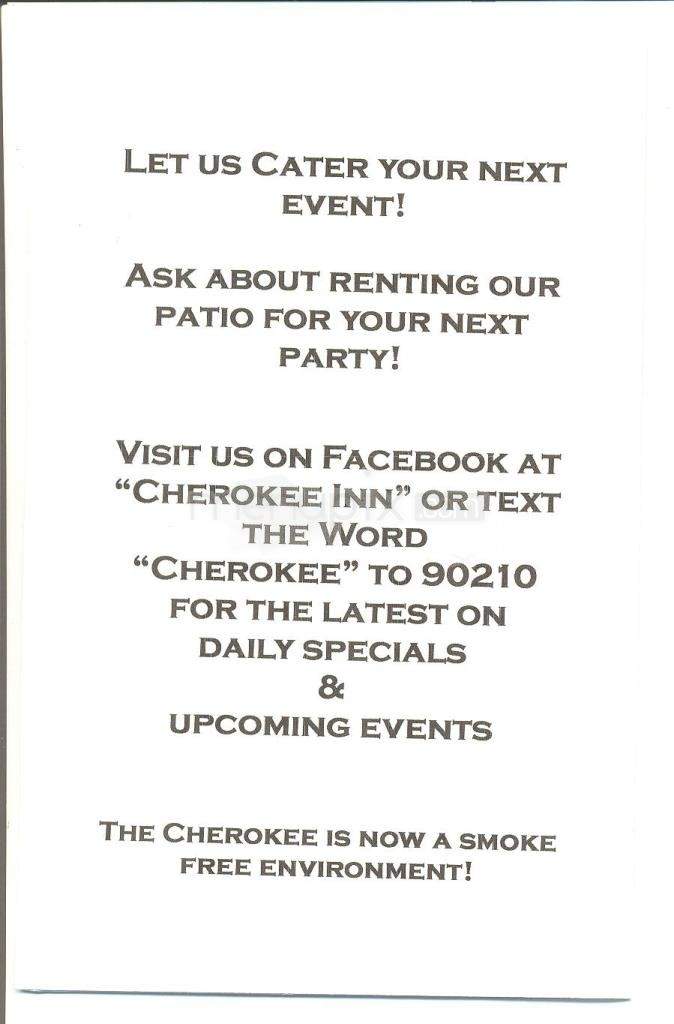 Cherokee Inn - Jackson, MS menu_pic