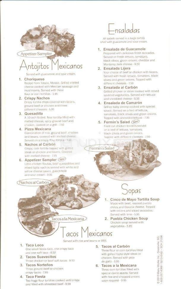 Cinco de Mayo - St. Augustine, FL menu_pic
