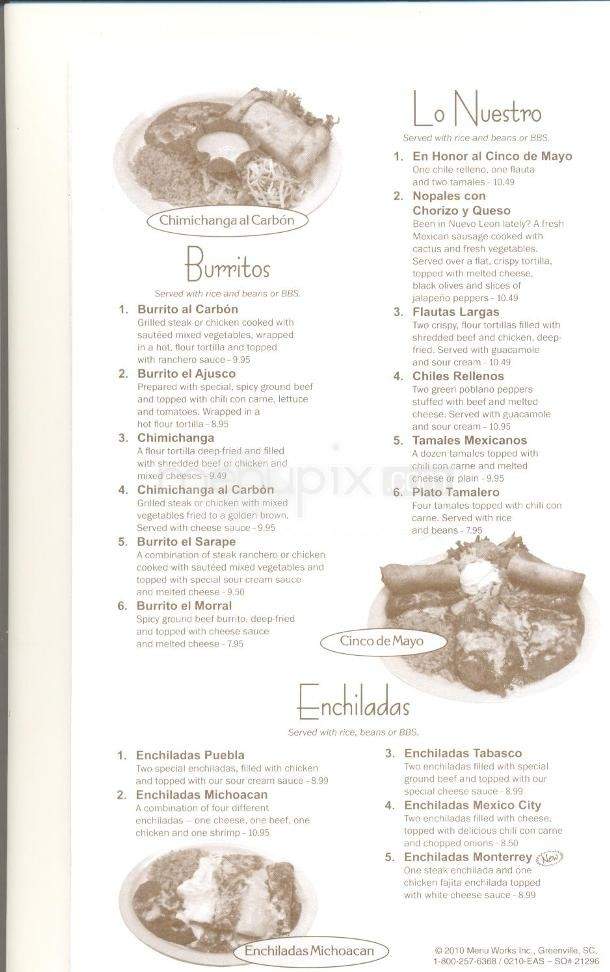 Cinco de Mayo - St. Augustine, FL menu_pic