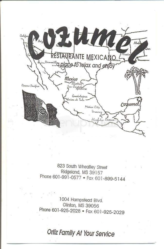 Cozumel Mexican Restaurant - Ridgeland, MS menu_pic