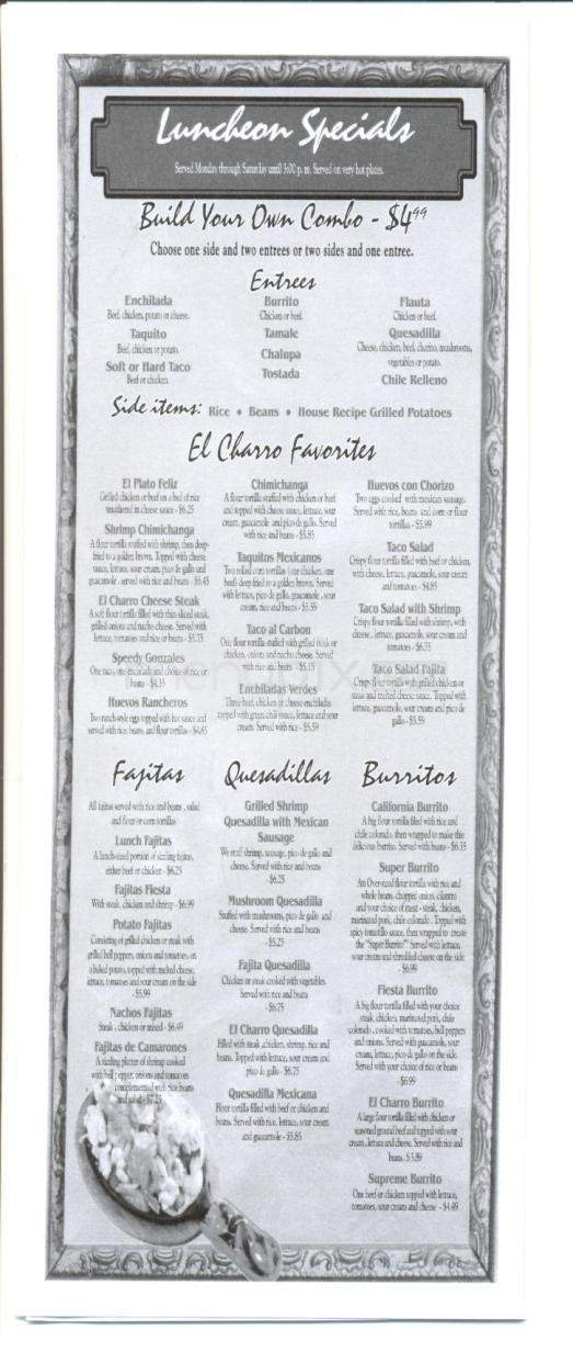 El Charro Mexican Restaurant - Greenville, MS menu_pic