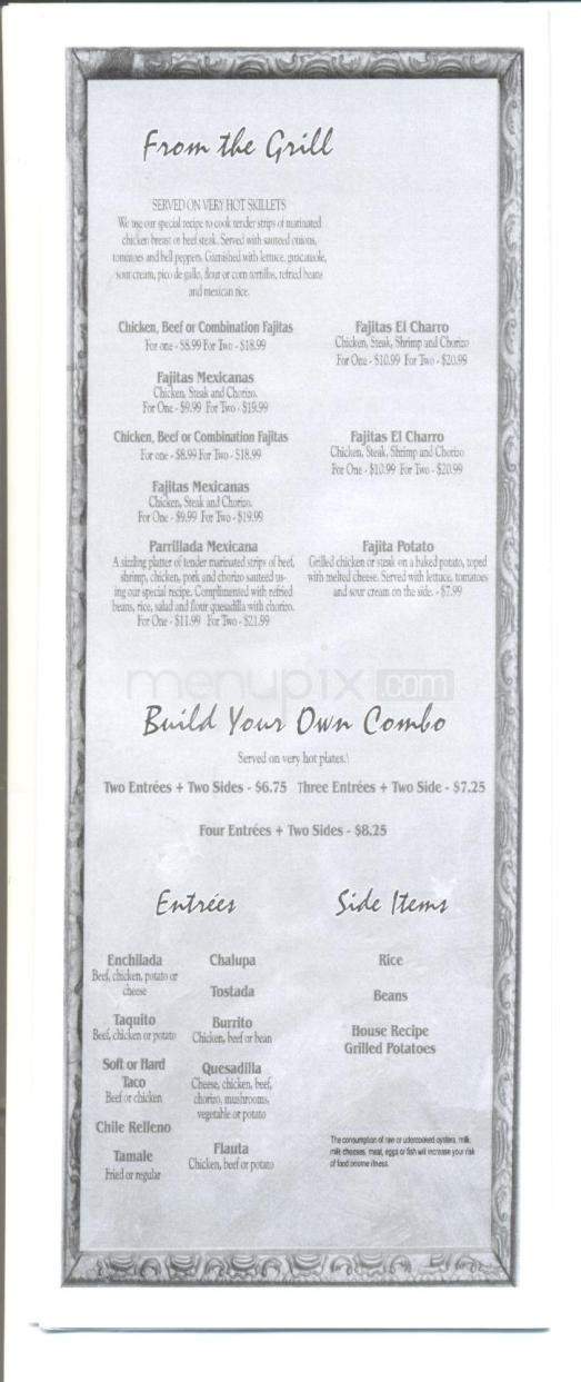 El Charro Mexican Restaurant - Greenville, MS menu_pic