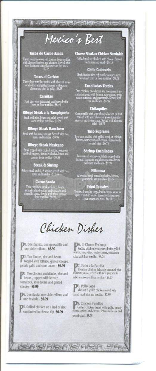 El Charro Mexican Restaurant - Greenville, MS menu_pic