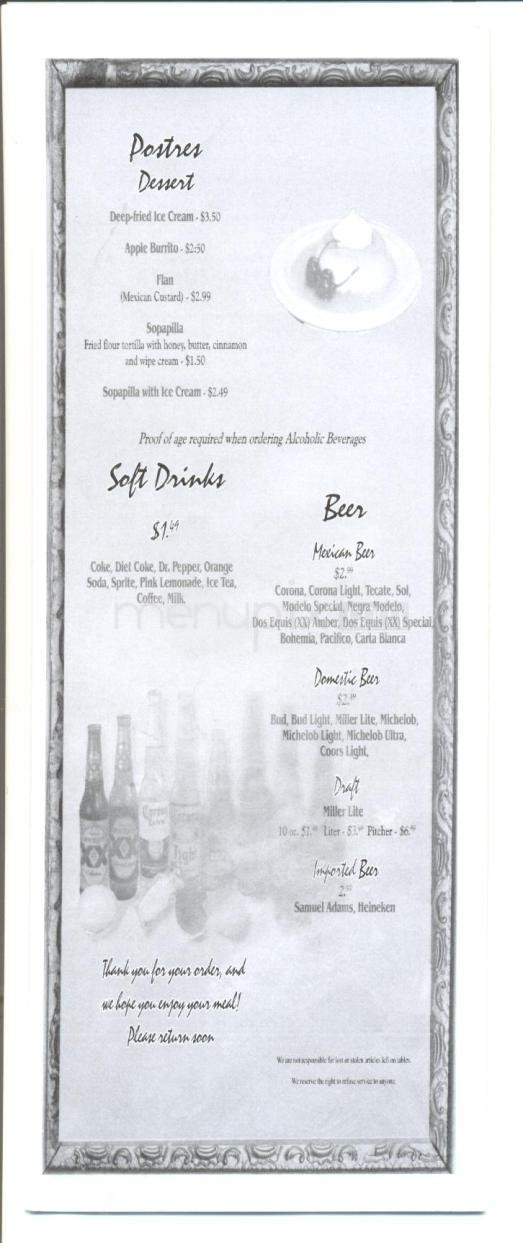 El Charro Mexican Restaurant - Greenville, MS menu_pic