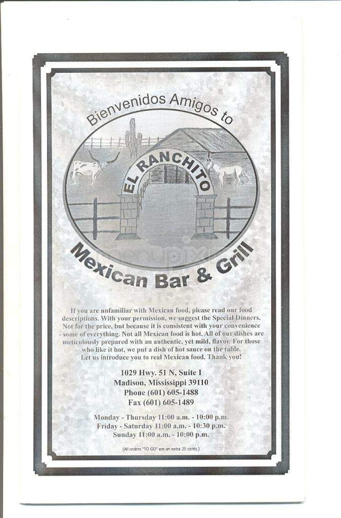El Ranchito - Madison, MS menu_pic