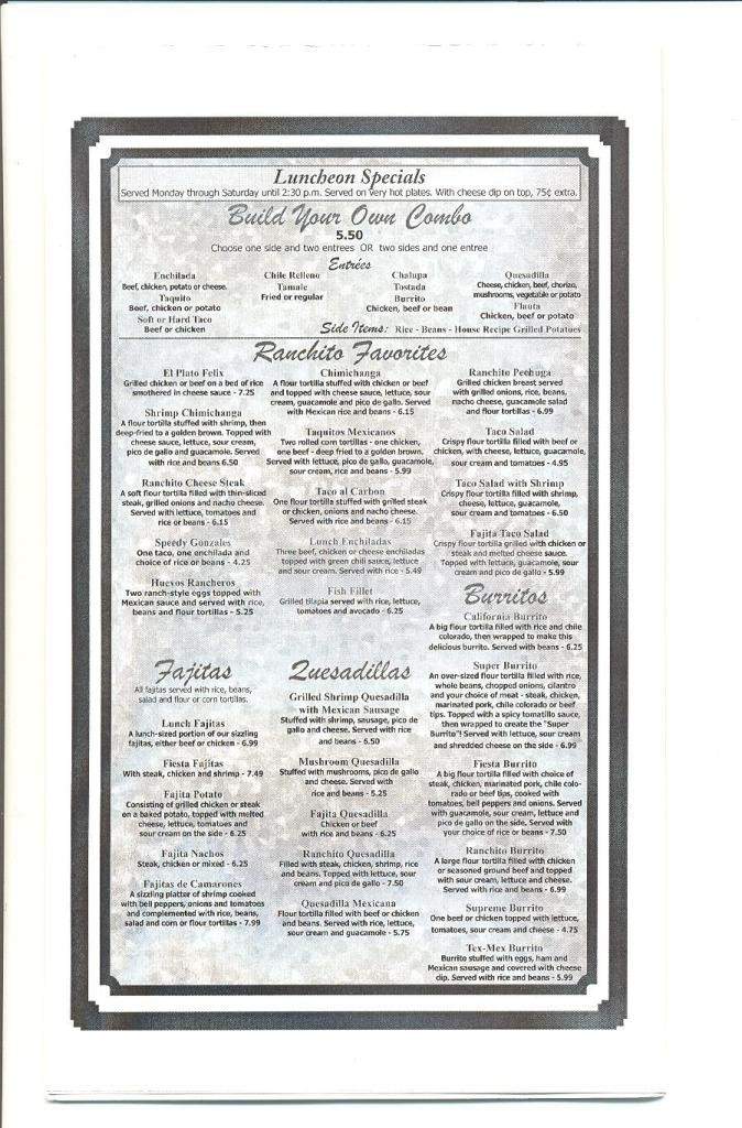 El Ranchito - Madison, MS menu_pic