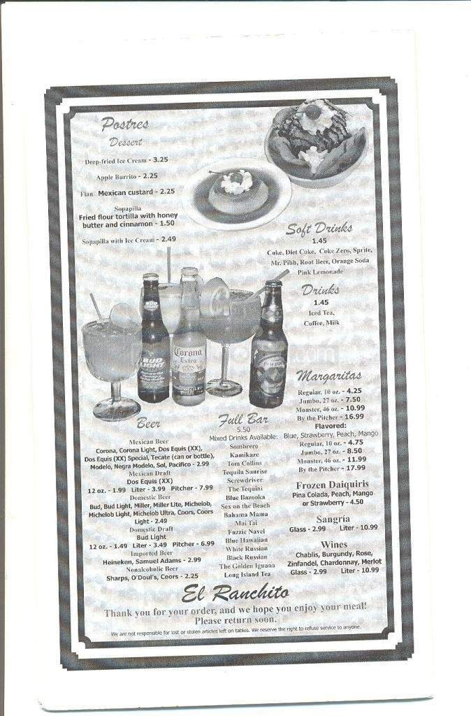 El Ranchito - Madison, MS menu_pic