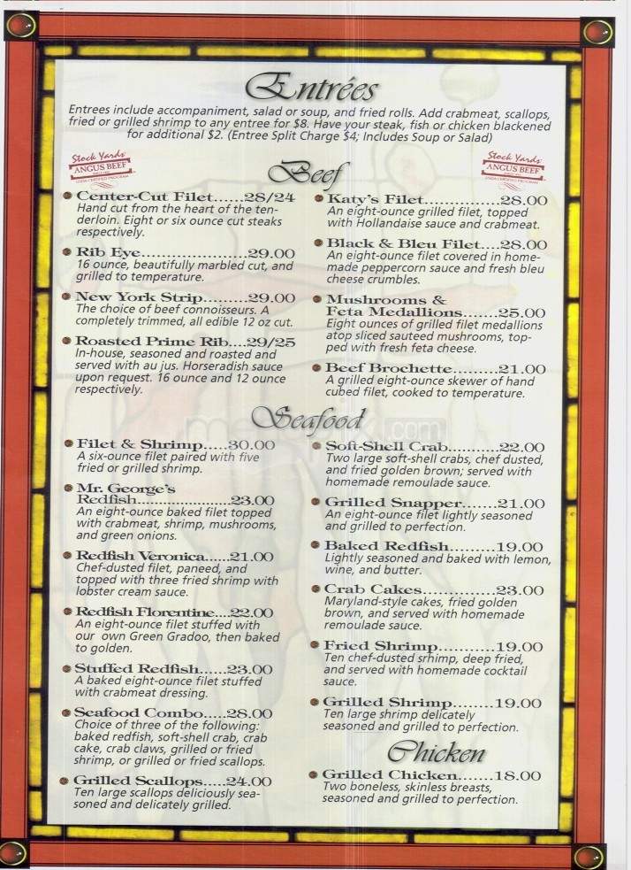 Menu of Kathryn's Steaks & Seafood in Ridgeland, MS 39157