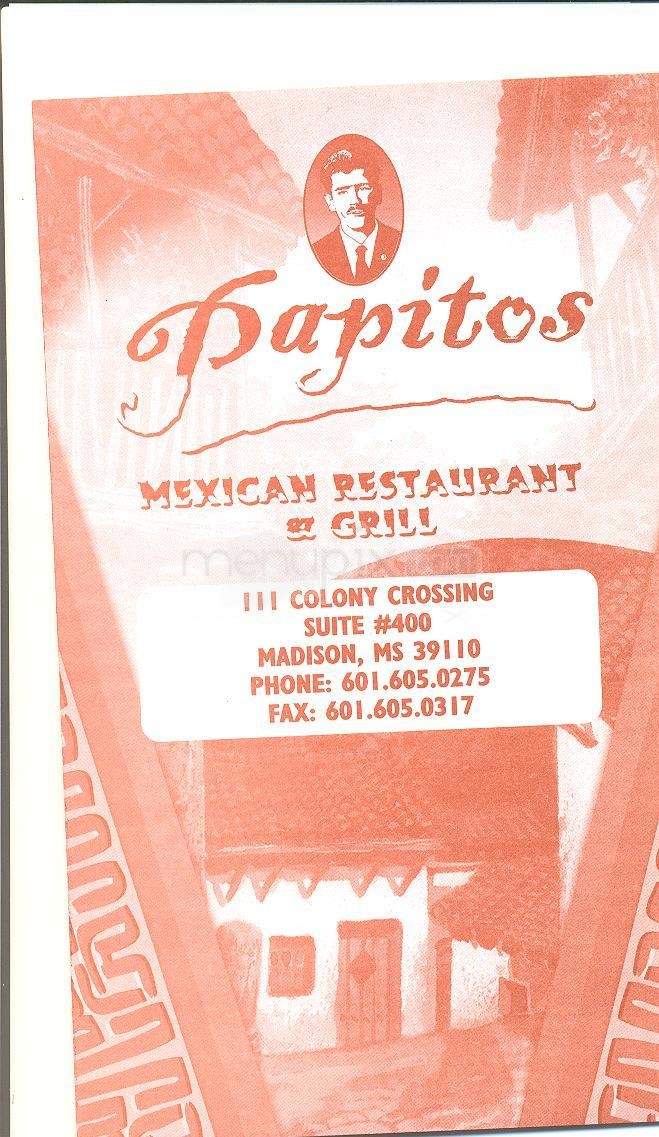 Papito's Mexican Restaurant & Grill - Flowood, MS menu_pic