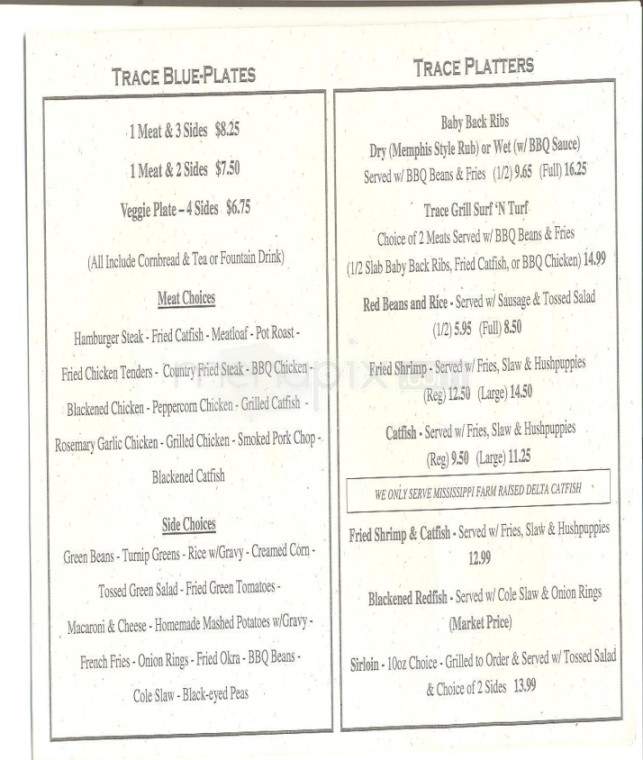 Trace Grill - Ridgeland, MS menu_pic