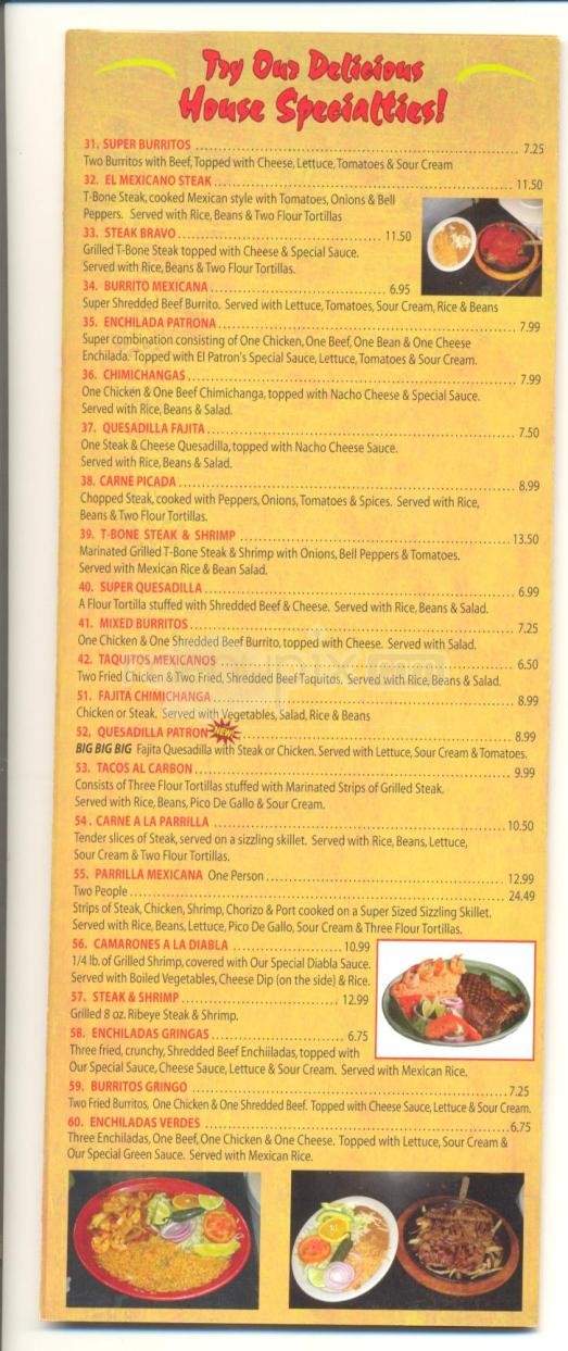El Patron - Southaven, MS menu_pic