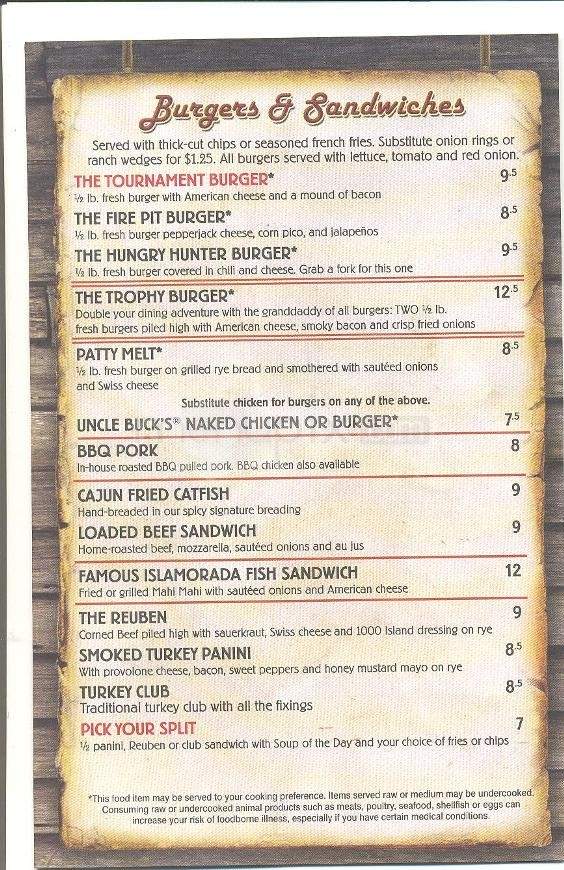 Uncle Buck's Grill - Pearl, MS menu_pic