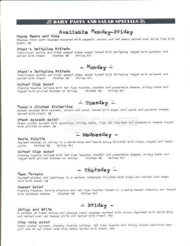 F. Jones Corner - Jackson, MS menu_pic