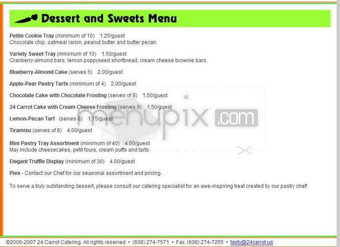 24 Carrot Cafe - Madison, WI menu_pic