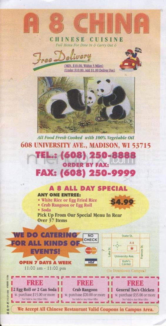 A 8 China - Madison, WI menu_pic