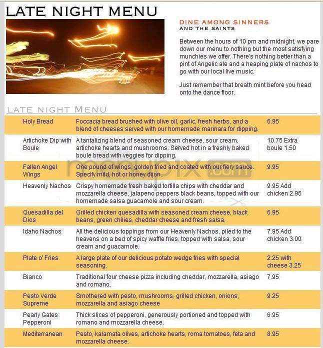 Angelic Brewing Company - Madison, WI menu_pic