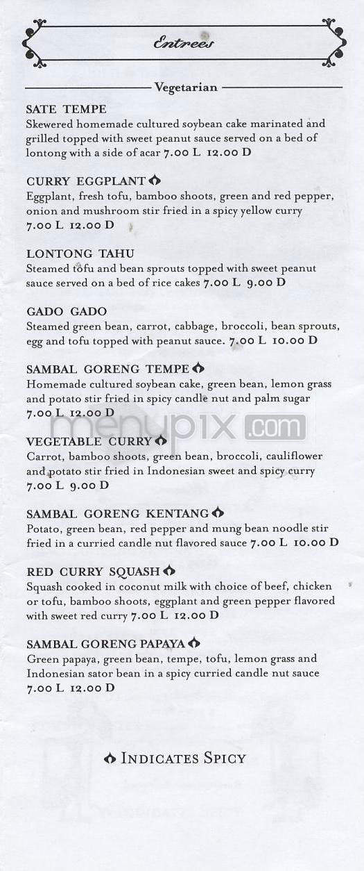 Bandung Indonesian Restaurant - Madison, WI menu_pic