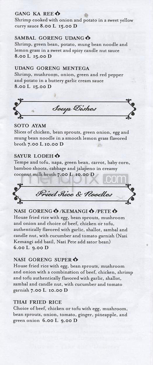 Bandung Indonesian Restaurant - Madison, WI menu_pic