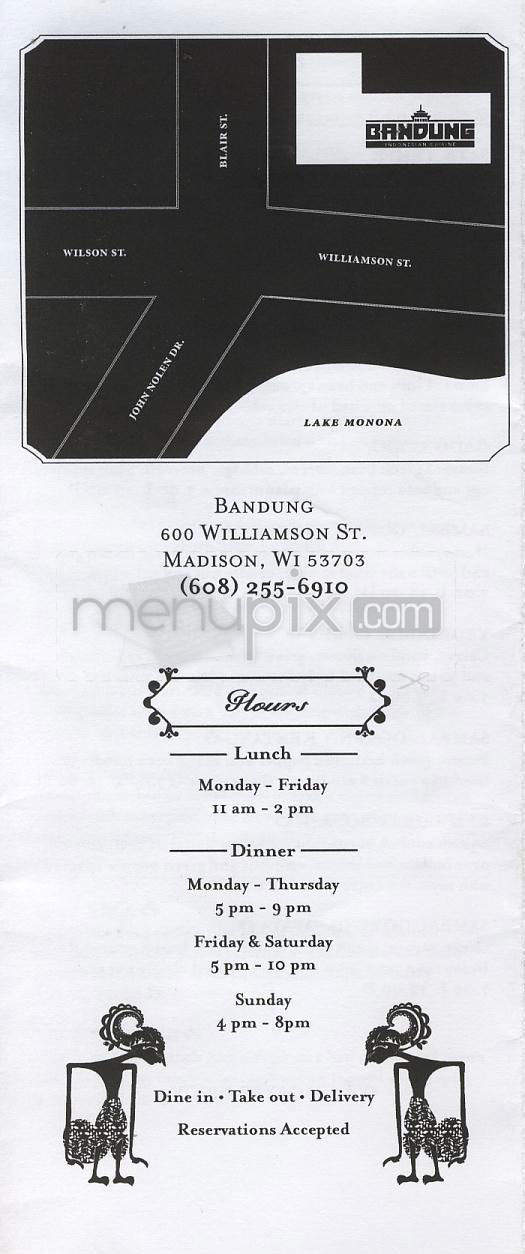 Bandung Indonesian Restaurant - Madison, WI menu_pic