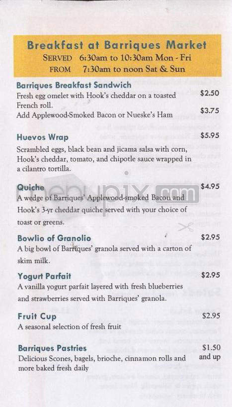 Barriques Market - Fitchburg, WI menu_pic