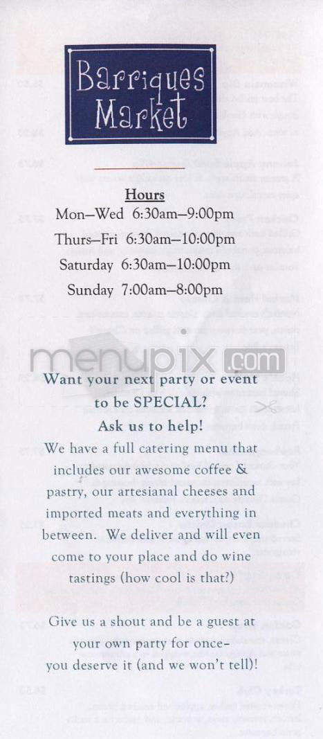 Barriques Market - Fitchburg, WI menu_pic