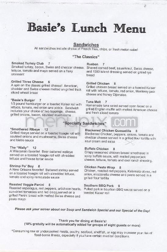 Basie's - Madison, WI menu_pic