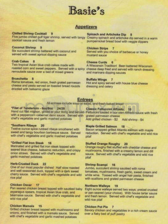Basie's - Madison, WI menu_pic