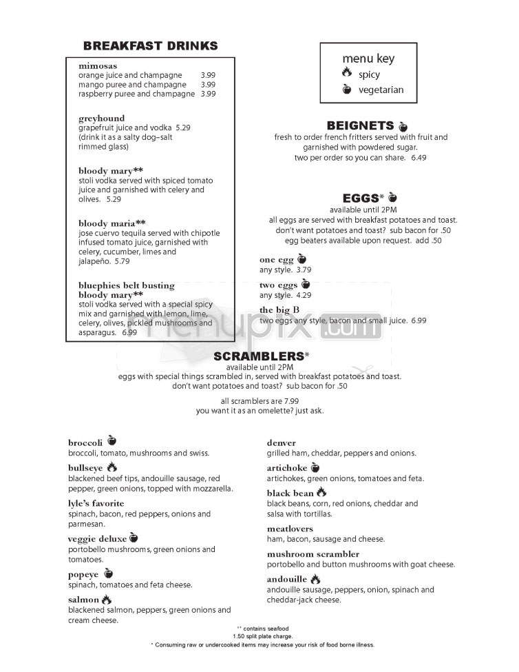 Bluephies - Madison, WI menu_pic