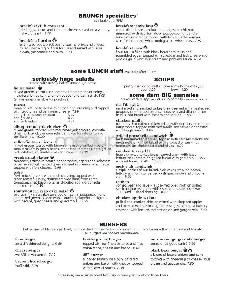 Bluephies - Madison, WI menu_pic