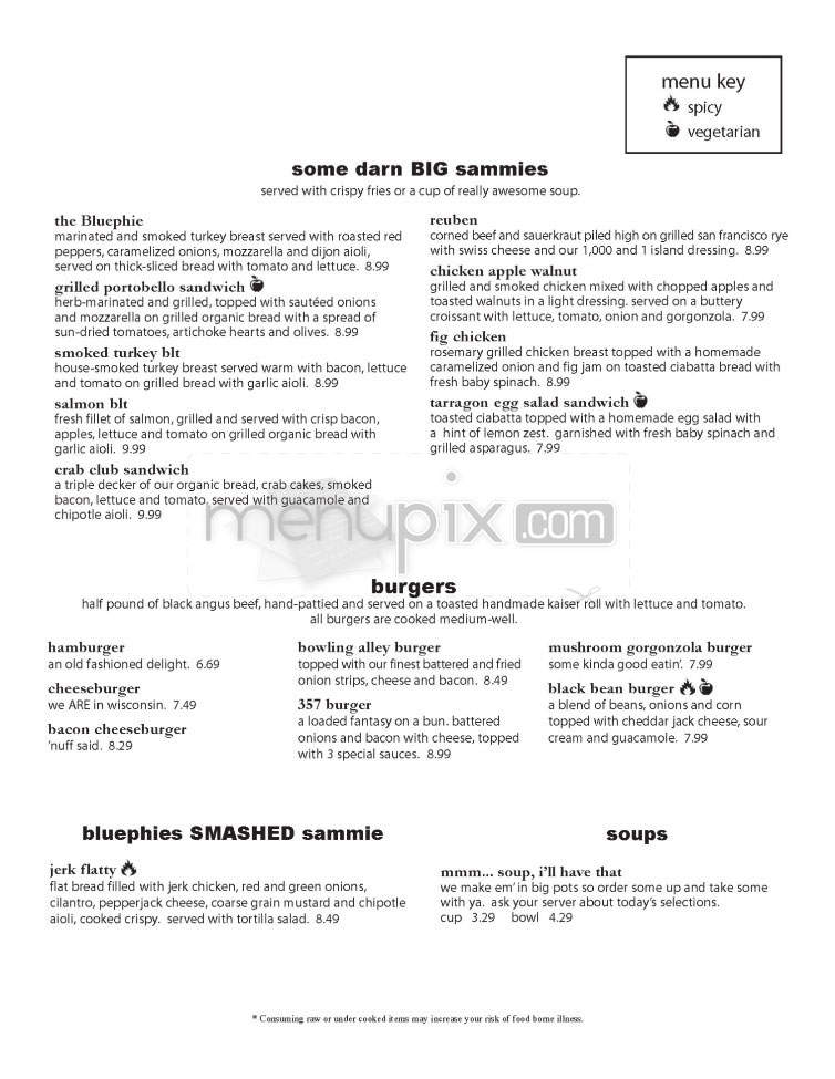 Bluephies - Madison, WI menu_pic