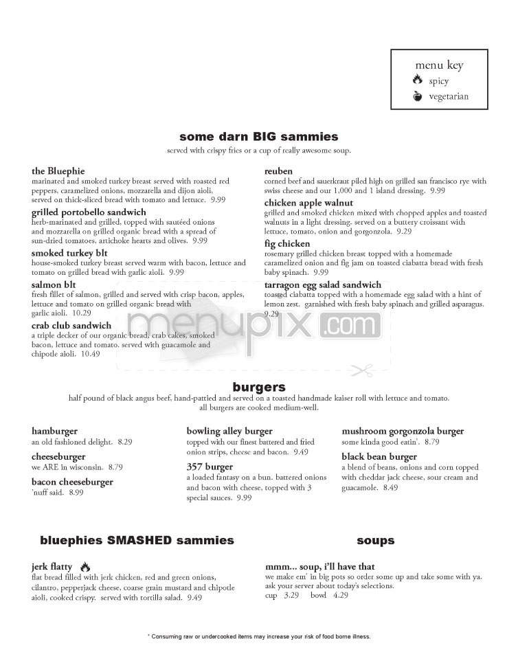 Bluephies - Madison, WI menu_pic