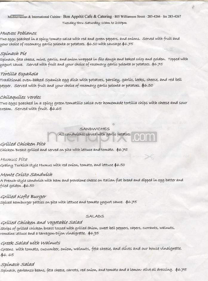 Bon Appetit Cafe - Madison, WI menu_pic