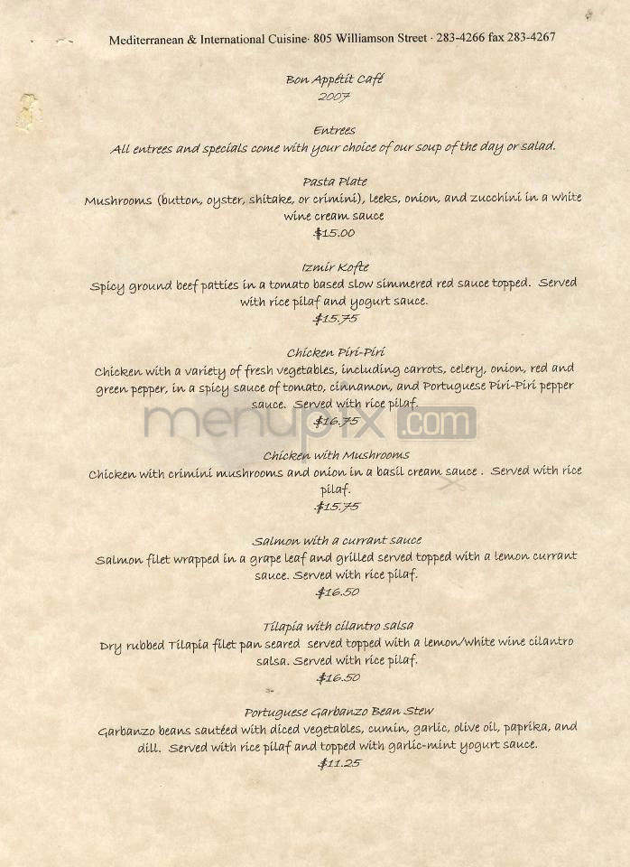 Bon Appetit Cafe - Madison, WI menu_pic