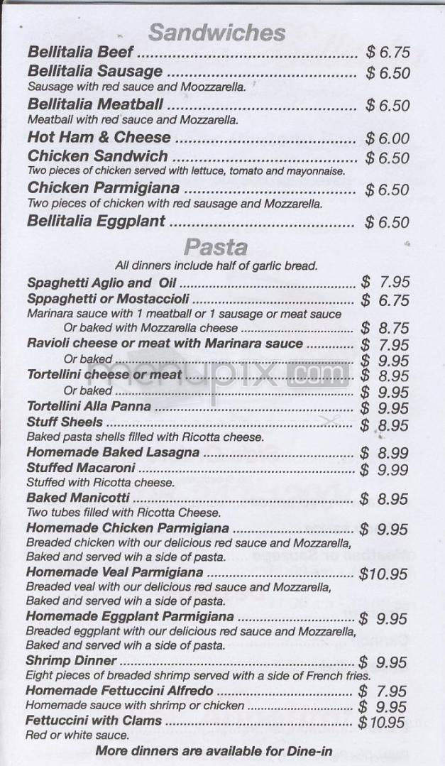 Cafe La Bellitalia - Madison, WI menu_pic