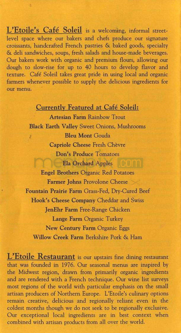 Cafe Soleil - Madison, WI menu_pic