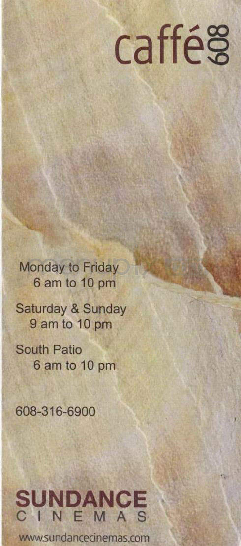 Caffe 608 (Sundance Cinemas) - Madison, WI menu_pic
