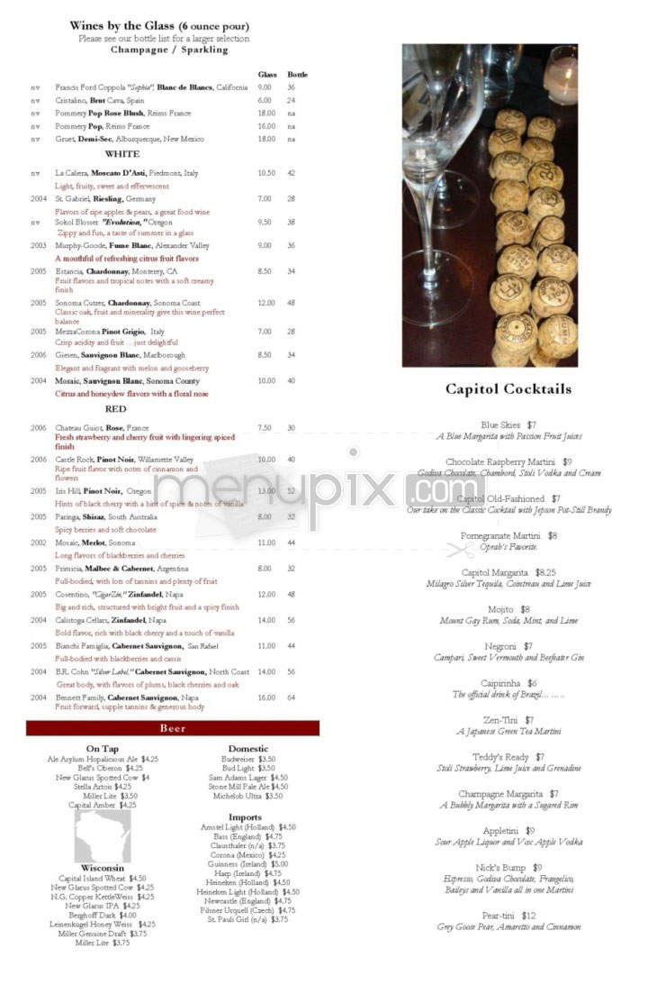 Capitol Chophouse - Madison, WI menu_pic