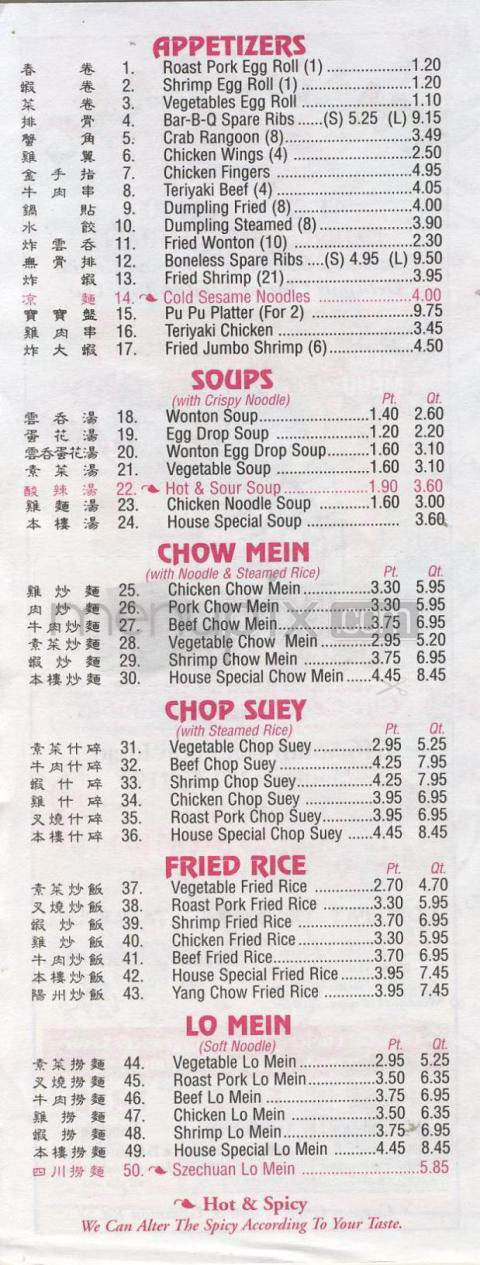 Chang Jiang - Fitchburg, WI menu_pic
