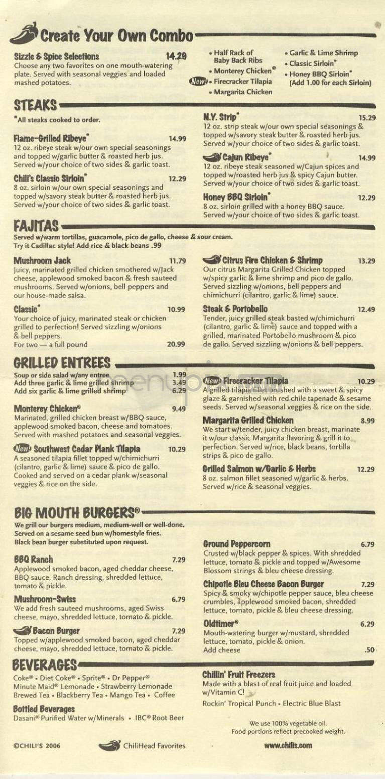 Chili's Grill & Bar - Madison, WI menu_pic