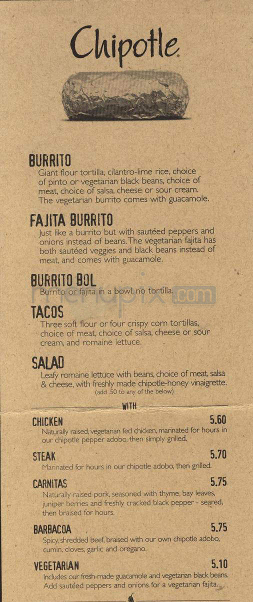 Chipotle Mexican Grill - Madison, WI menu_pic