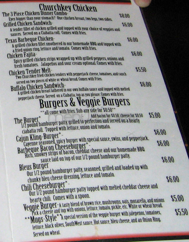 The Churchkey Pub and Grill - Madison, WI menu_pic