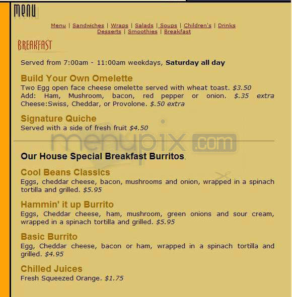 Cool Beans Coffee Cafe - Madison, WI menu_pic
