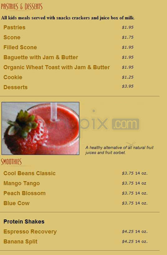 Cool Beans Coffee Cafe - Madison, WI menu_pic