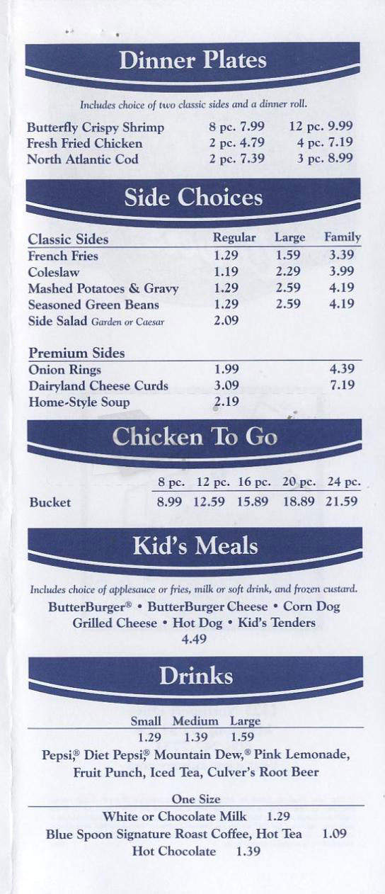 Culver's - Brownsburg, IN menu_pic